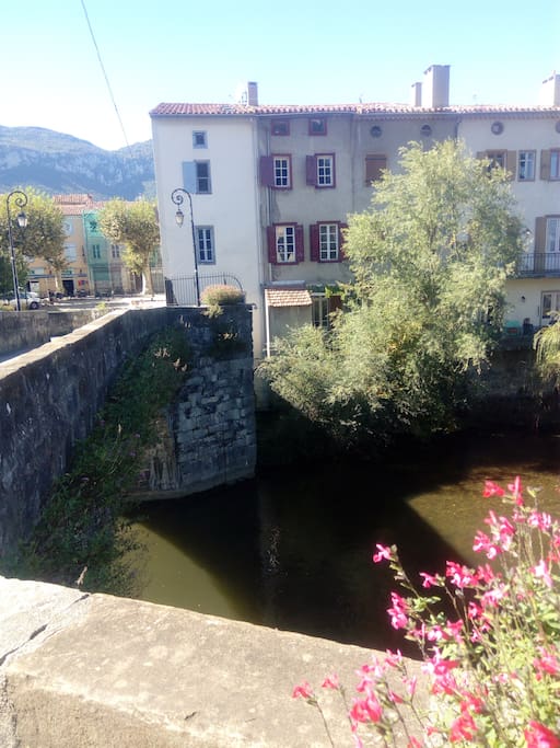Chateau View as seen from the other side of the river. Our river balcony is peeking out from behind the willow tree.