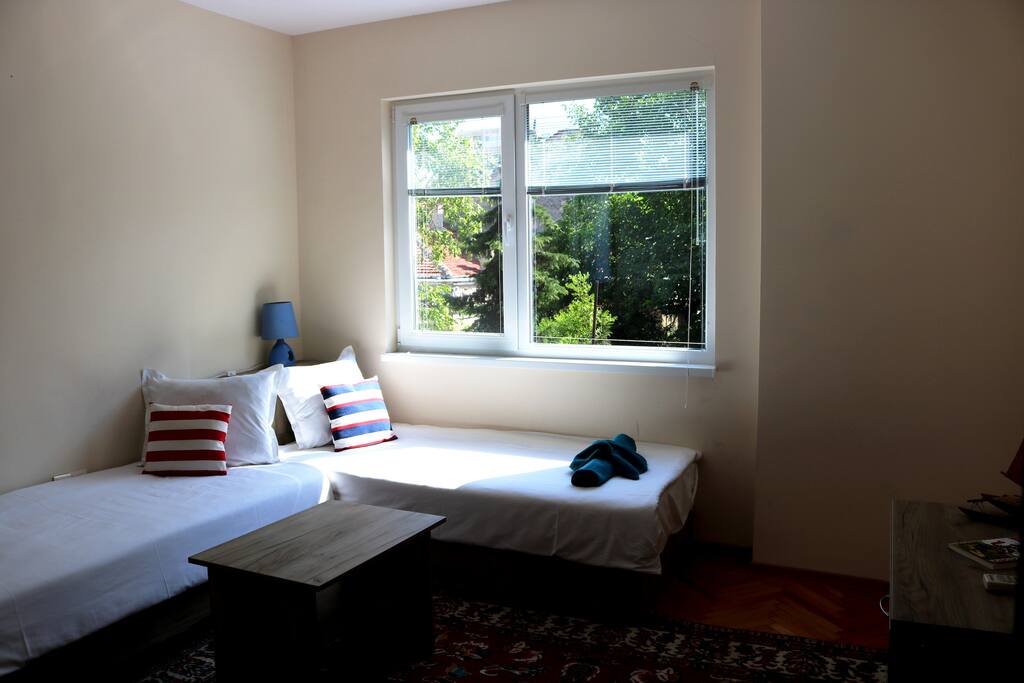 Bedroom with separate single beds