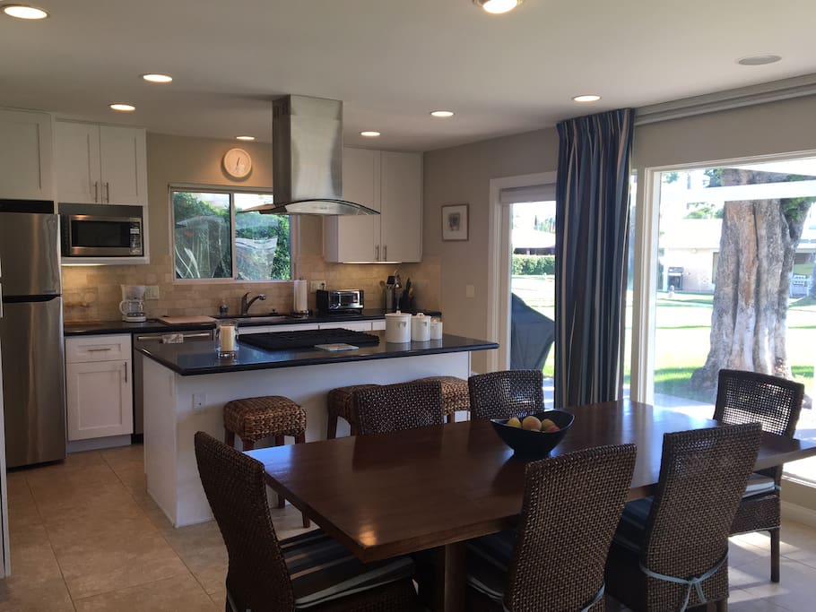 State of the art kitchen and dining area. BBQ and outdoor eating area.