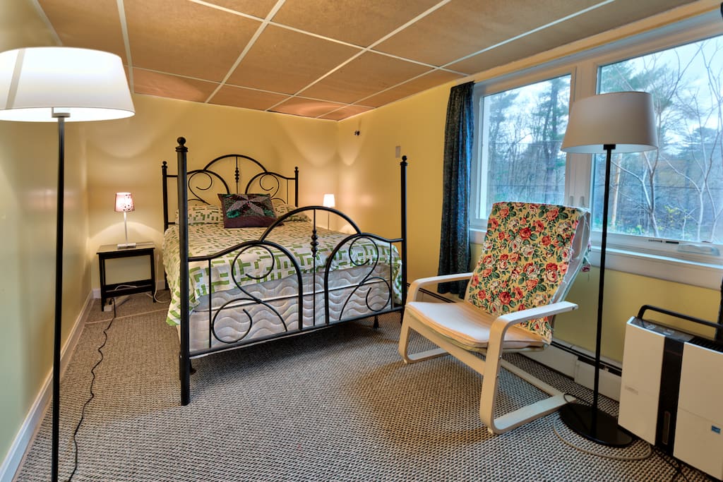 small bedroom - different listing, different price but also available - with full/double bed - big closet, dresser, arm chair. See Pink House 2