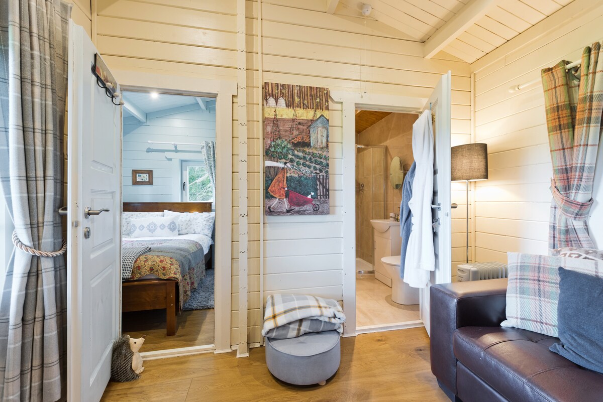 带领的卧室和卫生间
从休息室/厨房区域