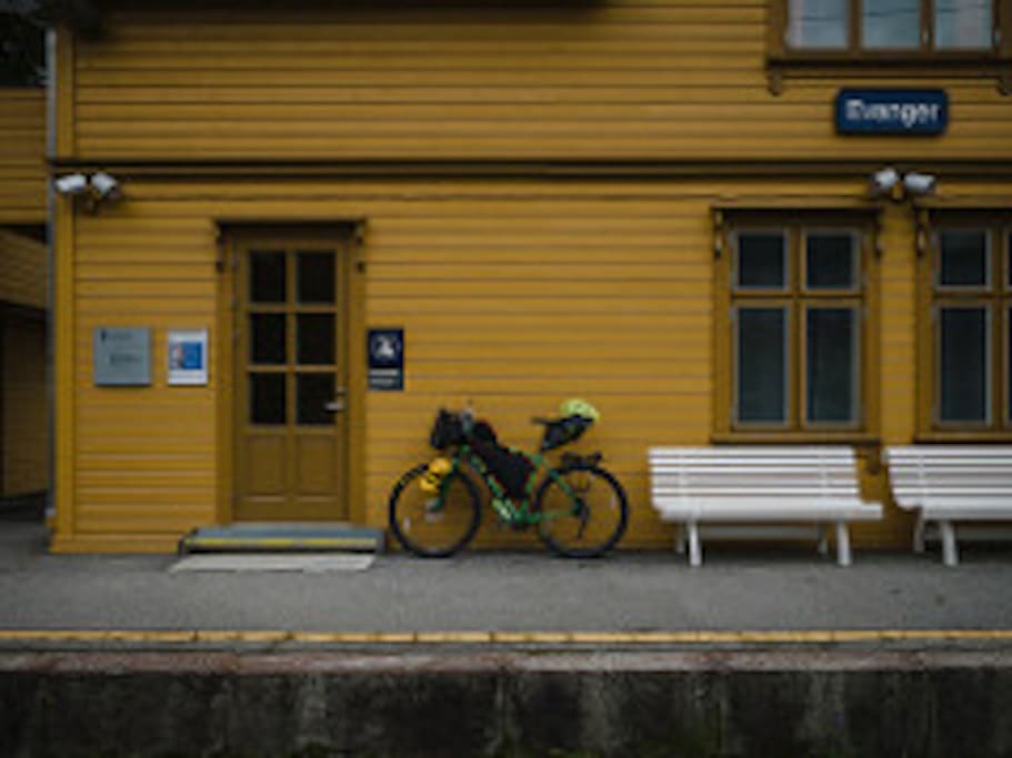 The railway station is a two minute walk away.