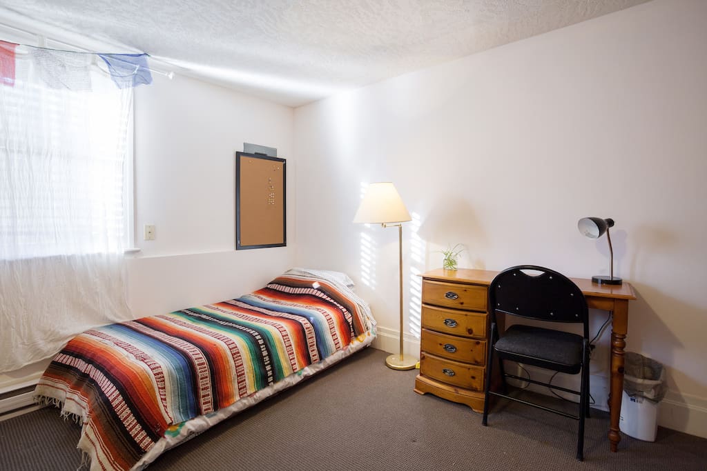 twin bed suitable for 1 adult or 2 small kids! Desk/work space