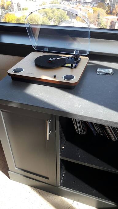 Record Player for rooftop laundry room