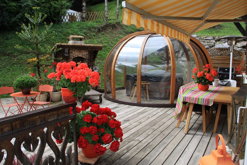 terrace with hot tub