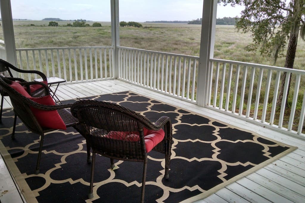 Private porch overlooking river and marsh.