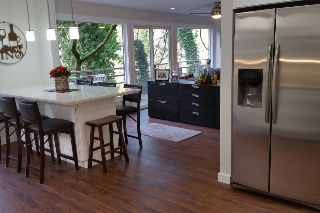 Fantastic open plan great room with views