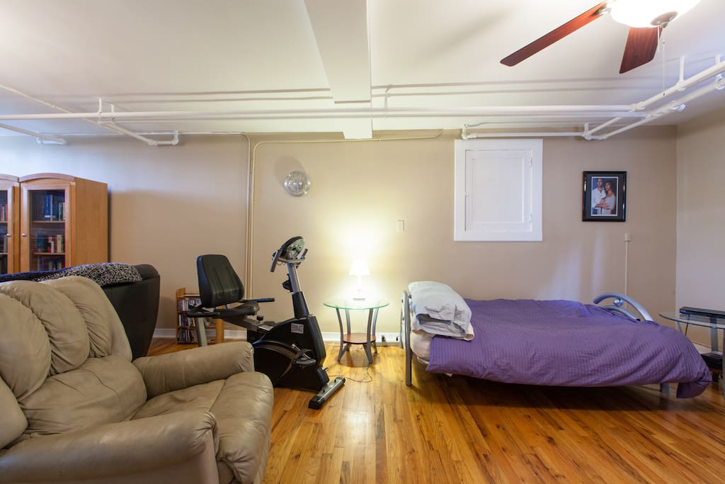 Futon can provide extra sleeping space.