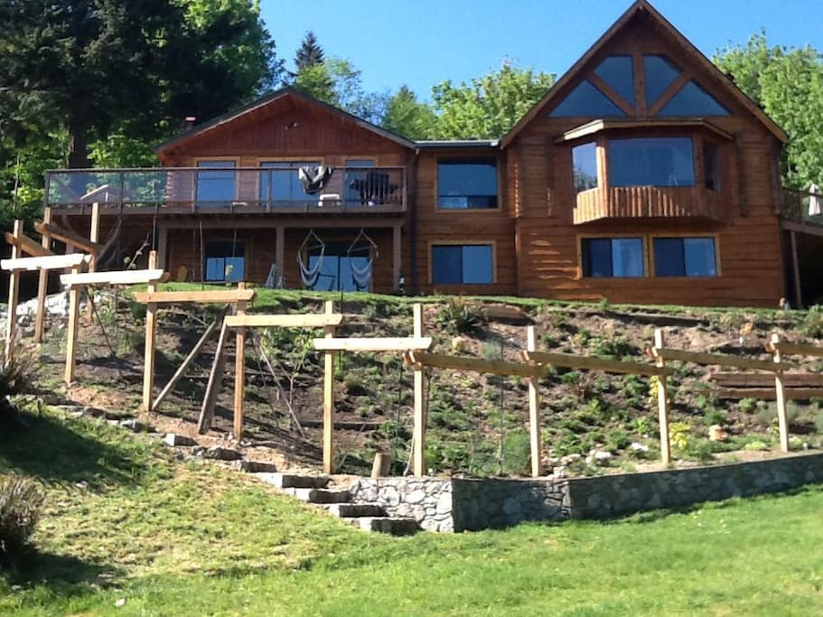 The house in the spring, from the lower terrace.