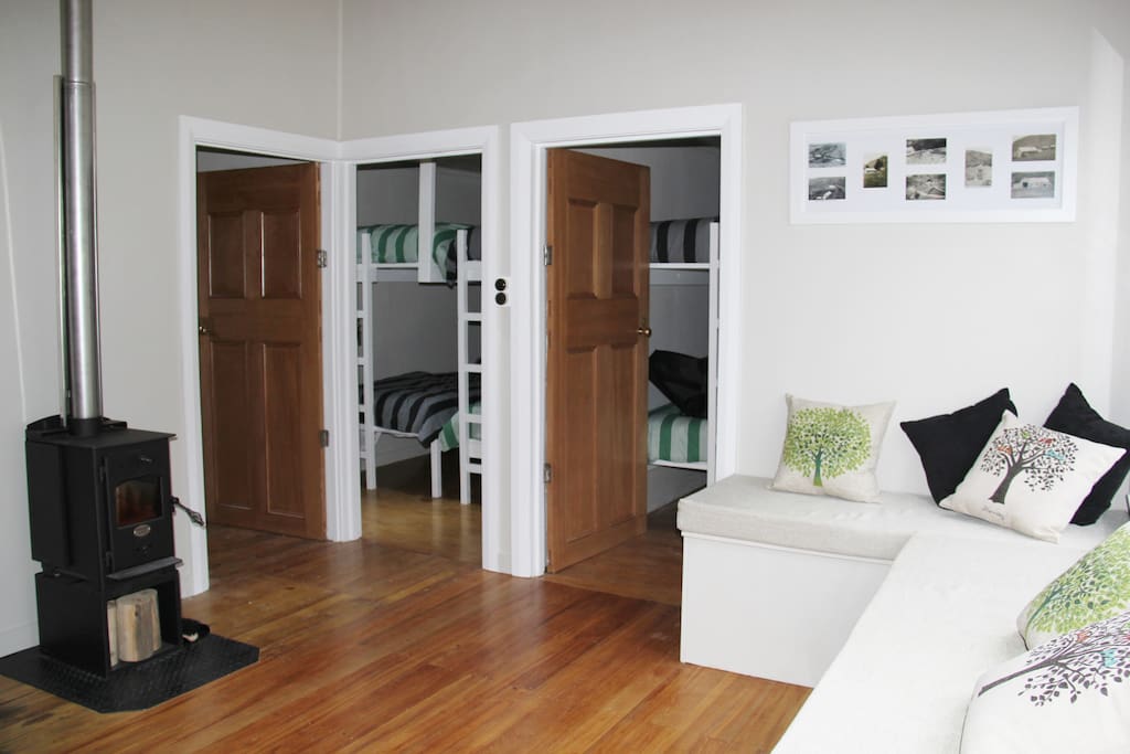 Comfortable living space with a wood burner.