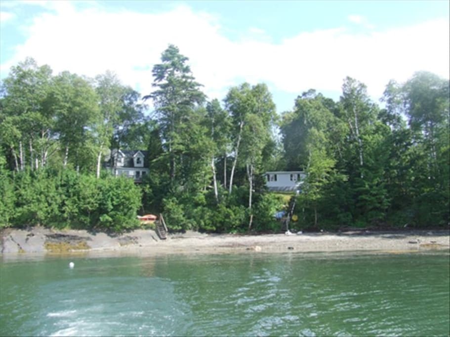 View of house from water. Our cottage is on left.