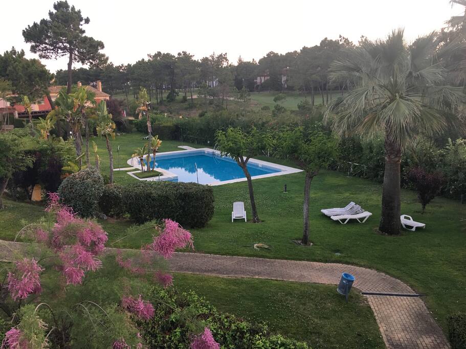 Piscina de la urbanización vista desde la casa