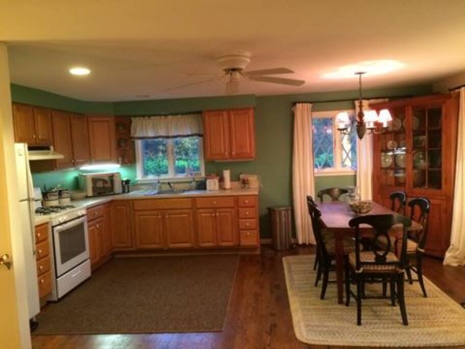 Open kitchen/dining/living