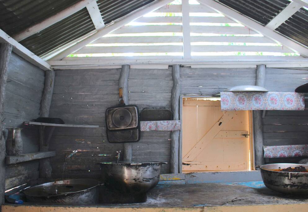 Authentic Dominican Sharing kitchen, with rustic furnitures