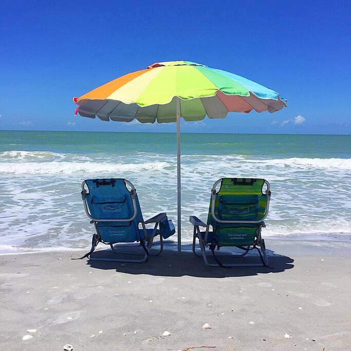 Beach is steps away