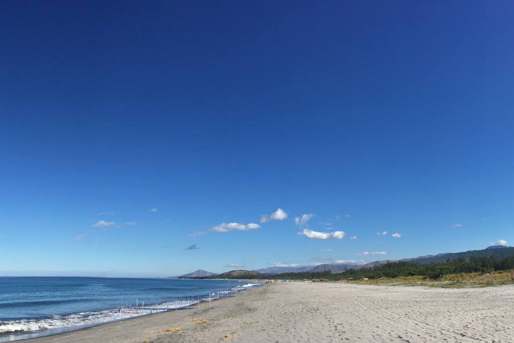 The beach is only 1 to 2 mins walking distance from the house.