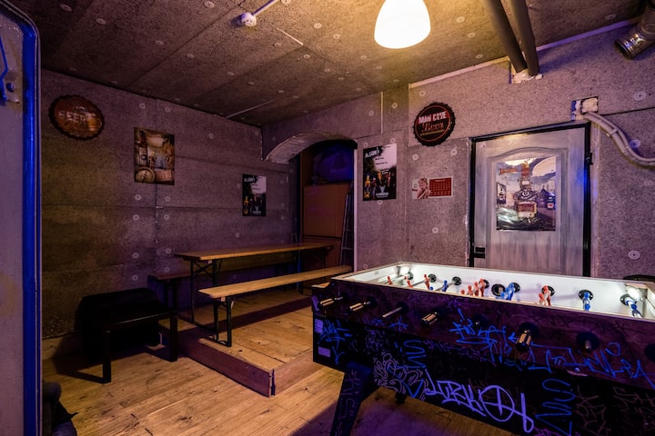 beer tap, pool table, soccer, darts max 20 person - Caves for Rent in  Budapest, Hungary - Airbnb