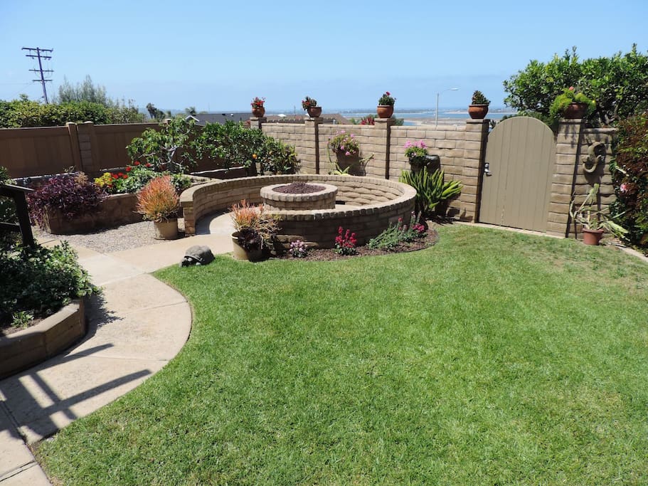 Large yard with firepit