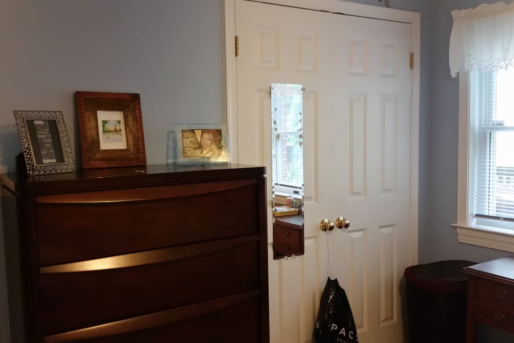 Dresser and closet.