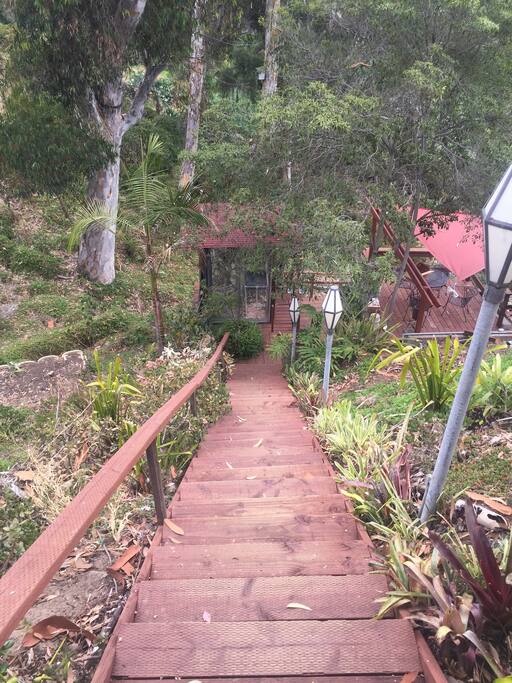 First set of stairs looking down.