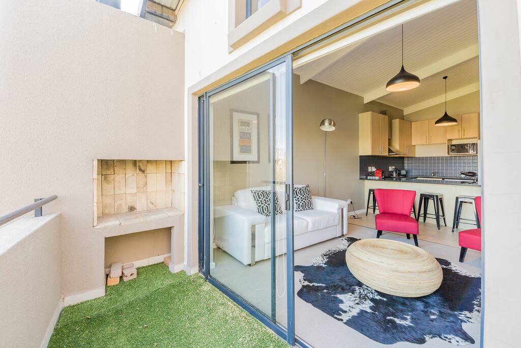 Balcony with built-in BBQ.