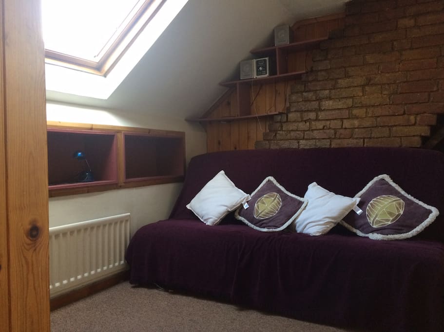 Second floor Bedroom 1. Double Sofa bed, sleeps 2. TV.