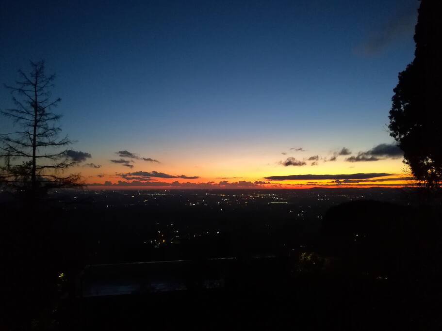 Sunset seen from the balcony of the house.