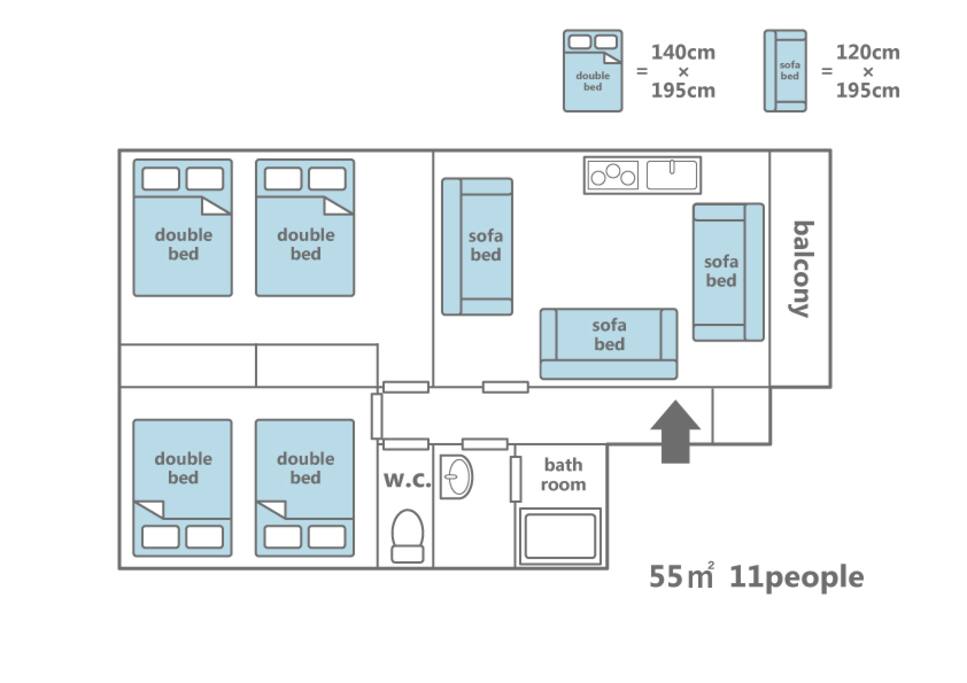 Spacious layout. Suitable for 11 people.