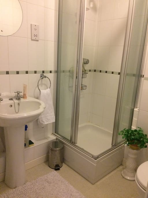 Ensuite with towels and shower gel provided.