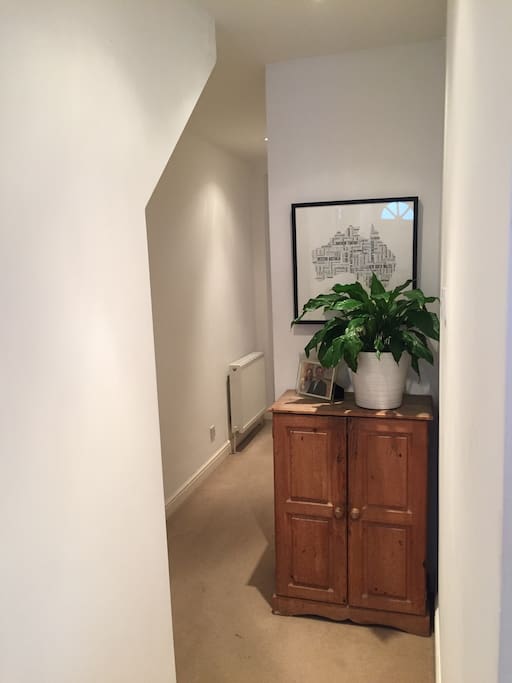 Hallway leading down to bedroom & bathroom
