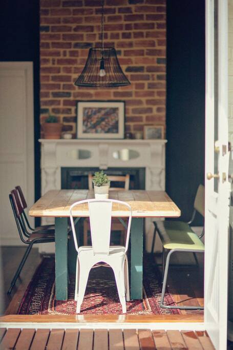 Dining room opening up to backyard.