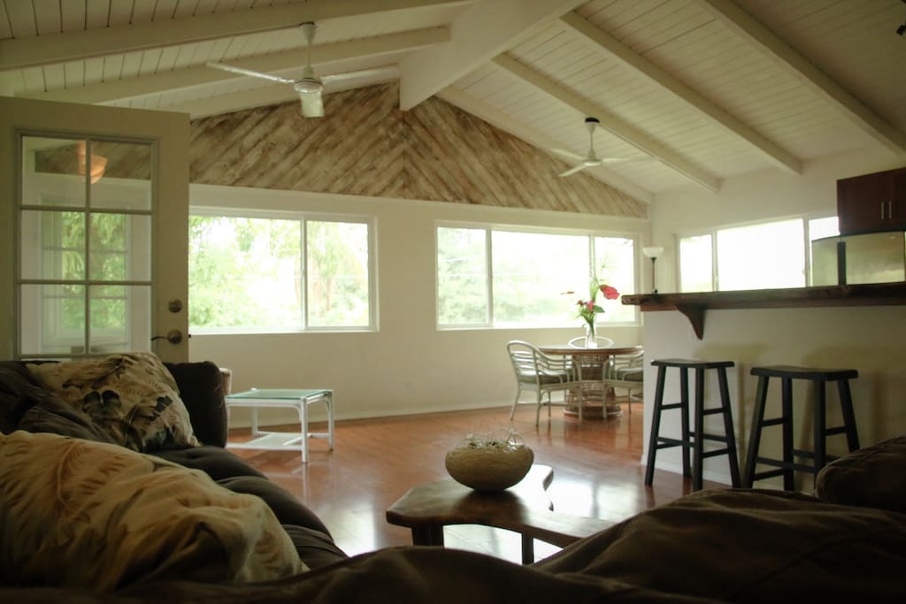 Spacious living room and dining area