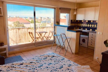 A bright little studio with a view