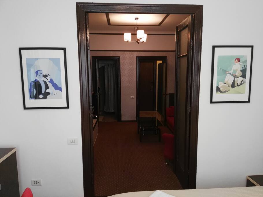 View from the bedroom to the living