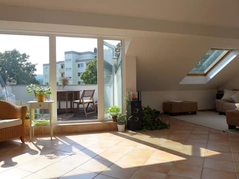 Sunlit apartment near Frankfurt