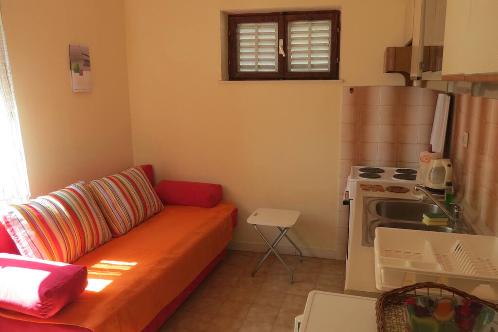 Comfortable sofa in the kitchen