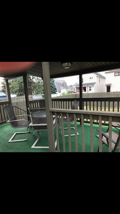 Nice covered porch with table for 4-6 and use of firepit/grill if so desired