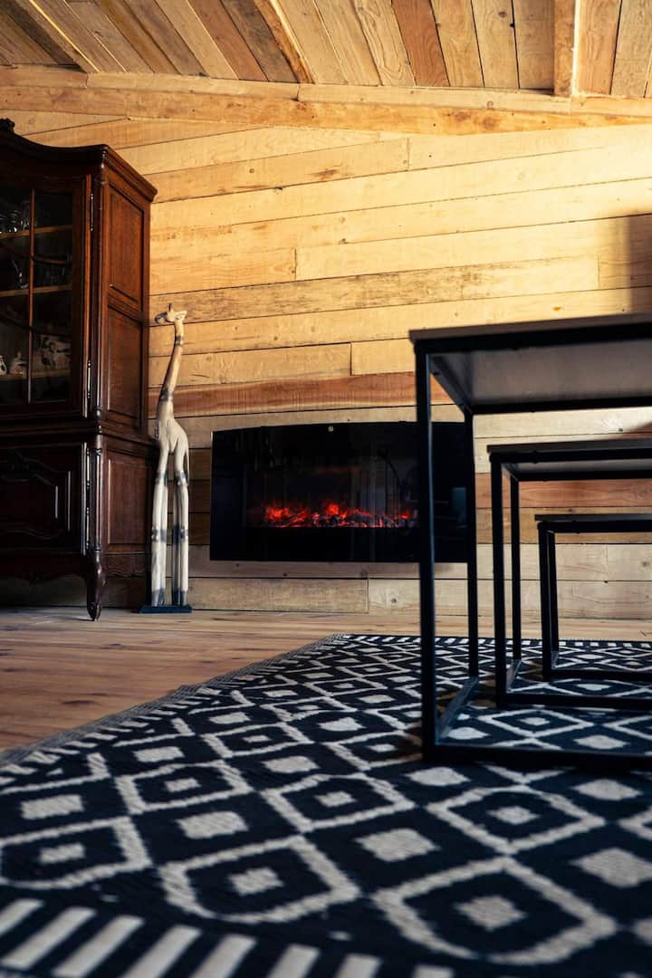 Cassette de chauffage électrique avec effet flammes. Vous pourrez contempler les flammes depuis votre assise.