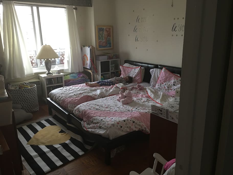 Two twin beds pushed together