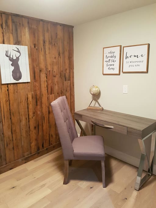 Office with the option for more privacy in sliding the barn door closed