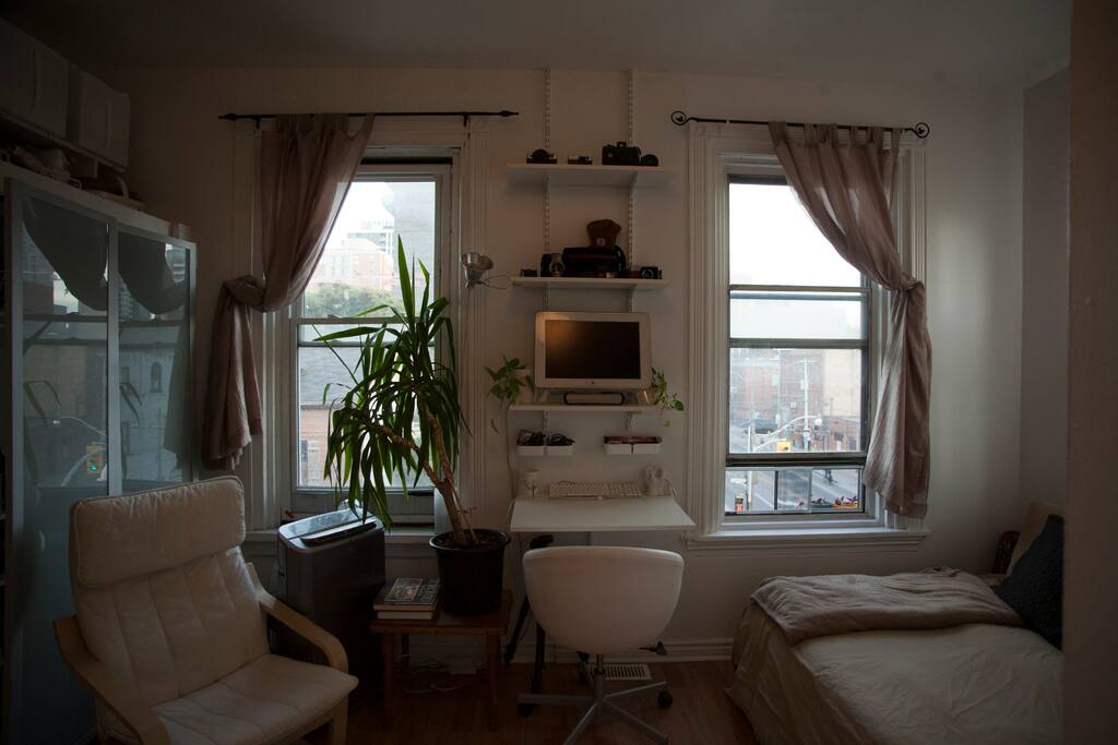 Living Space with large bright windows