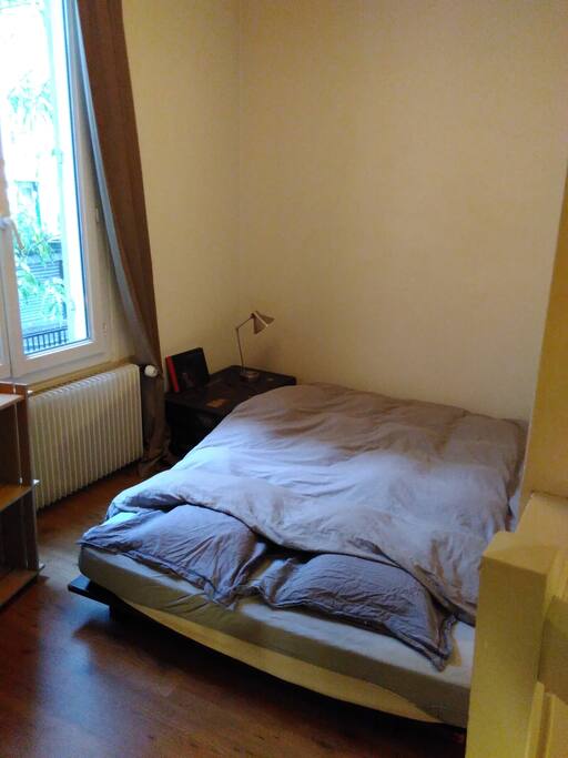 Upstairs, you'll sleep in this comfy bed