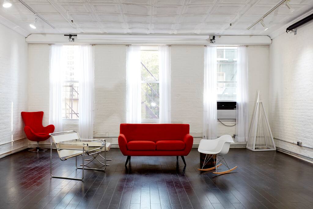 We have a wonderful south light all day long. The furniture can be moved around to your events needs.