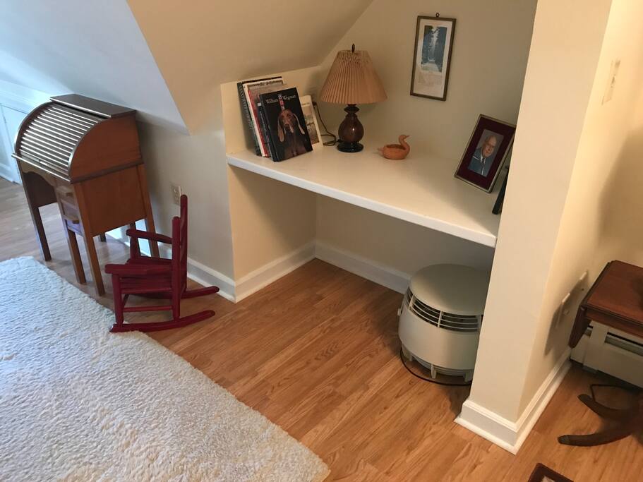 Wifi and desk in bedroom. Very quiet neighborhood so use the fan if you need some "noise" to sleep more soundly.
