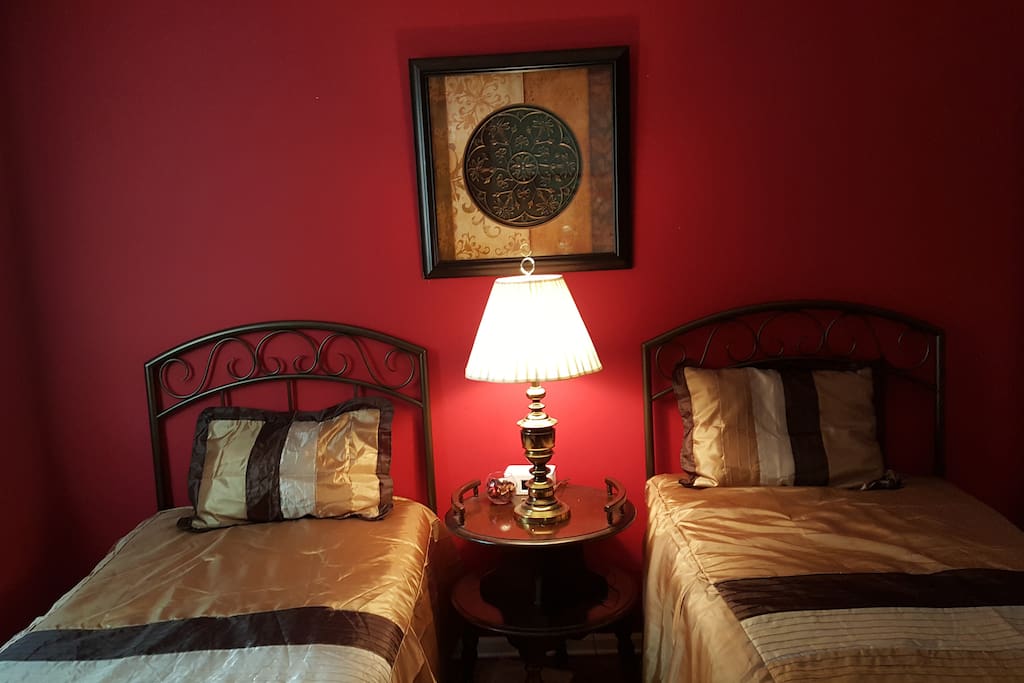 Two twin beds with front view