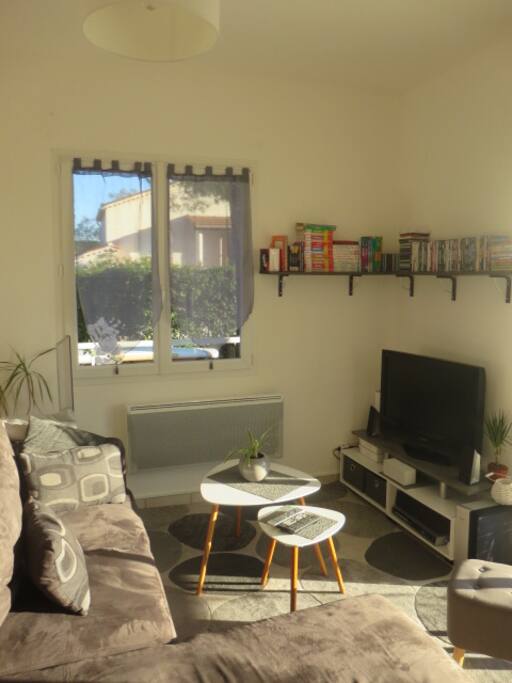 Coin salon avec téléviseur , home cinéma, canalsat, internet en wifi, lecteur dvd)
Le canapé est convertible en couchage deux personnes
