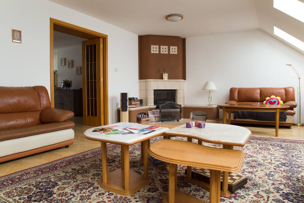 shared spacious living room with entrance to the kitchen