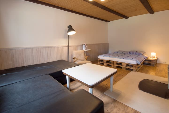 طابق أرضي مع مدفأة