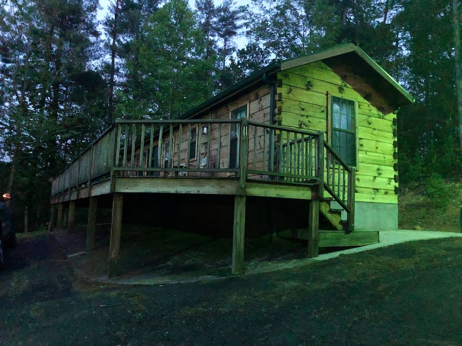 Top of the driveway view of the cabin. Can park in front or in back.
