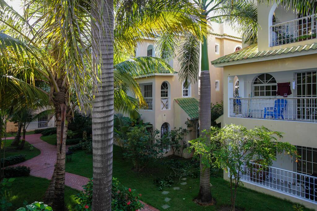 Beautiful garden view from the balcony.